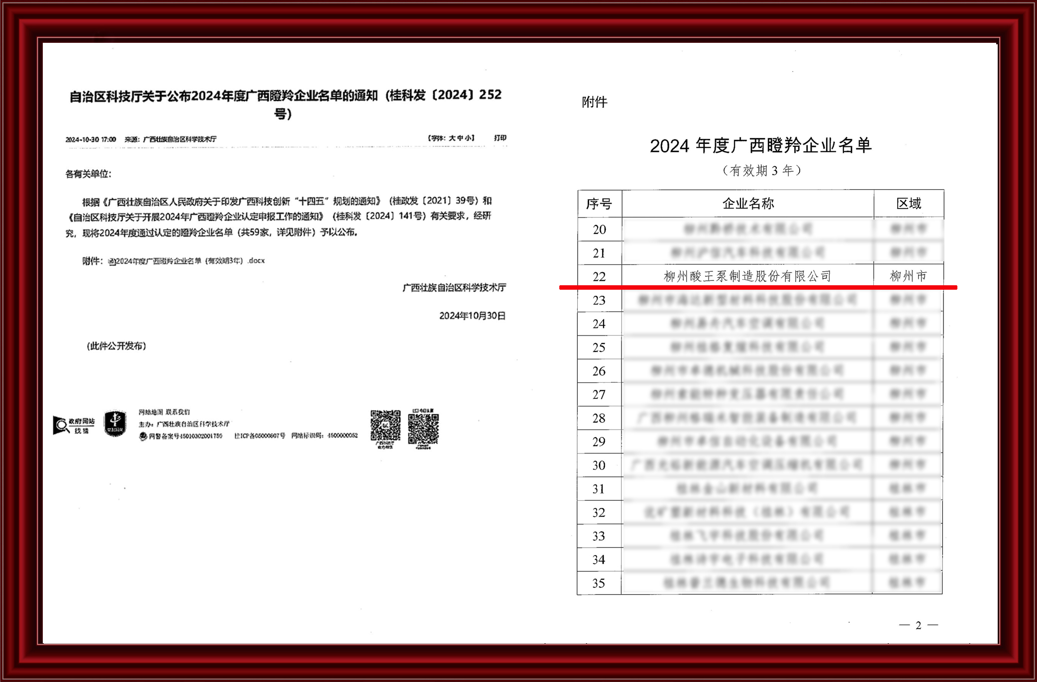 2024年度廣西瞪羚企業名單